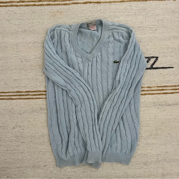 Vintage Lacoste Cable Knit Pullover (Baby Blue)